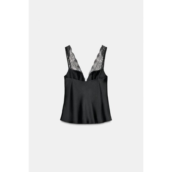 ZARA SATIN TOP WITH LACE - Picture 6 of 7